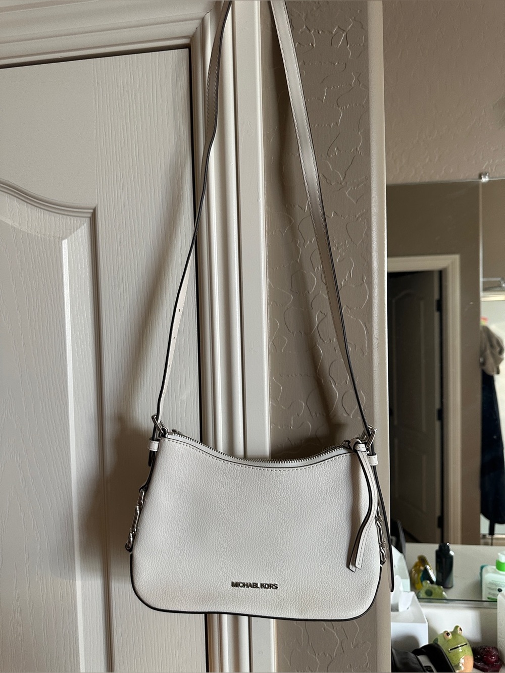 Michael Kors White Pebbled Leather Crossbody Shoulder Bag